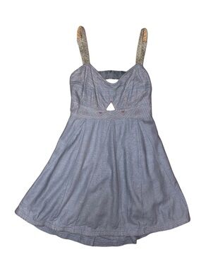 Esley Light Blue Sundress with Yellow Straps and Front Cutout
